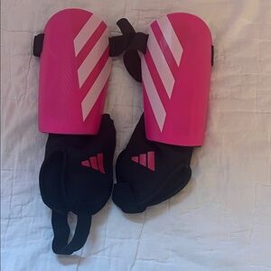 adidas Pink and Black Soccer Shin Guards with Ankle Sleeves